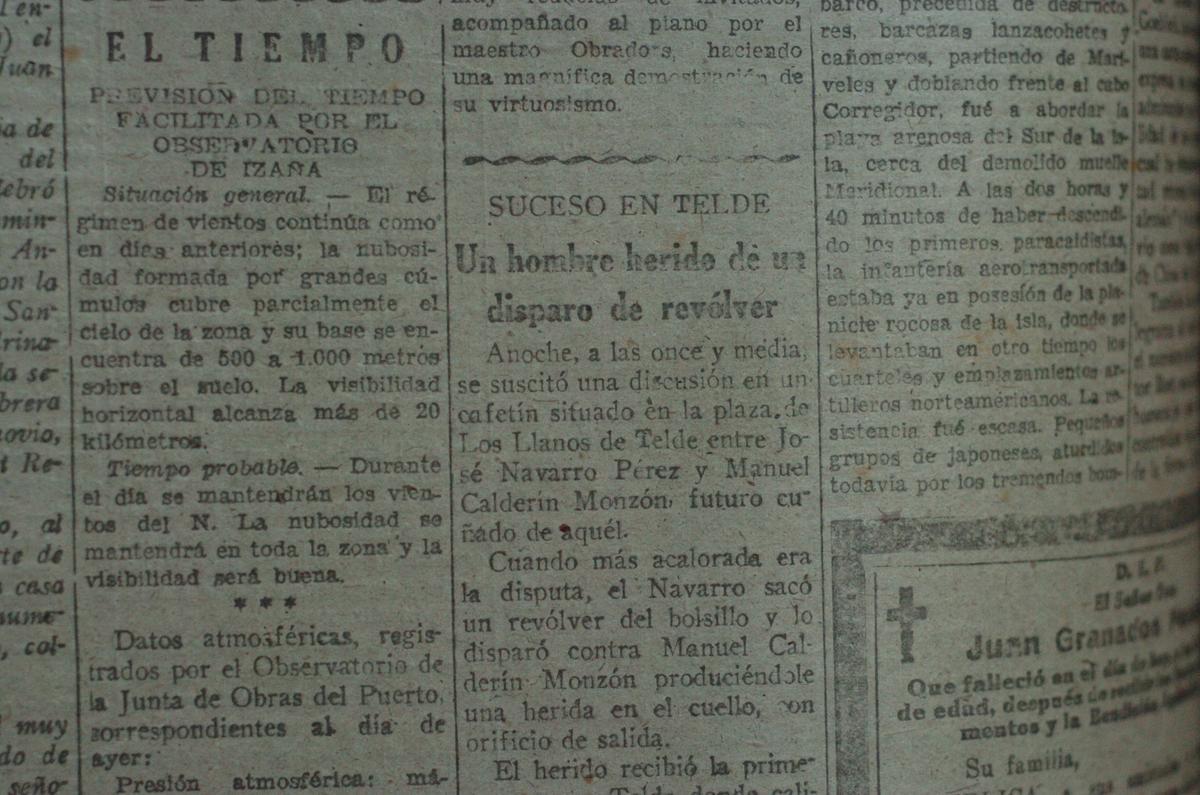 Fragmento de La Provincia donde se puede leer el suceso.