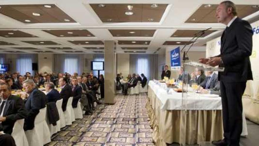 El presidente Fabra, en su intervención ayer en el Fórum Europa, donde ofreció datos esperanzadores sobre la economía.