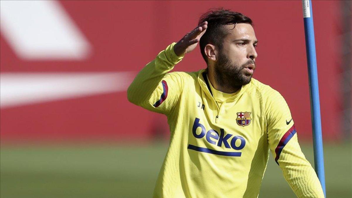 Jordi Alba, en un entrenamiento en la ciudad deportiva