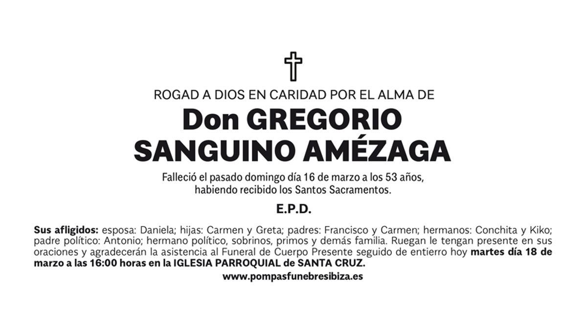 Esquela Gregorio Sanguino Amézaga