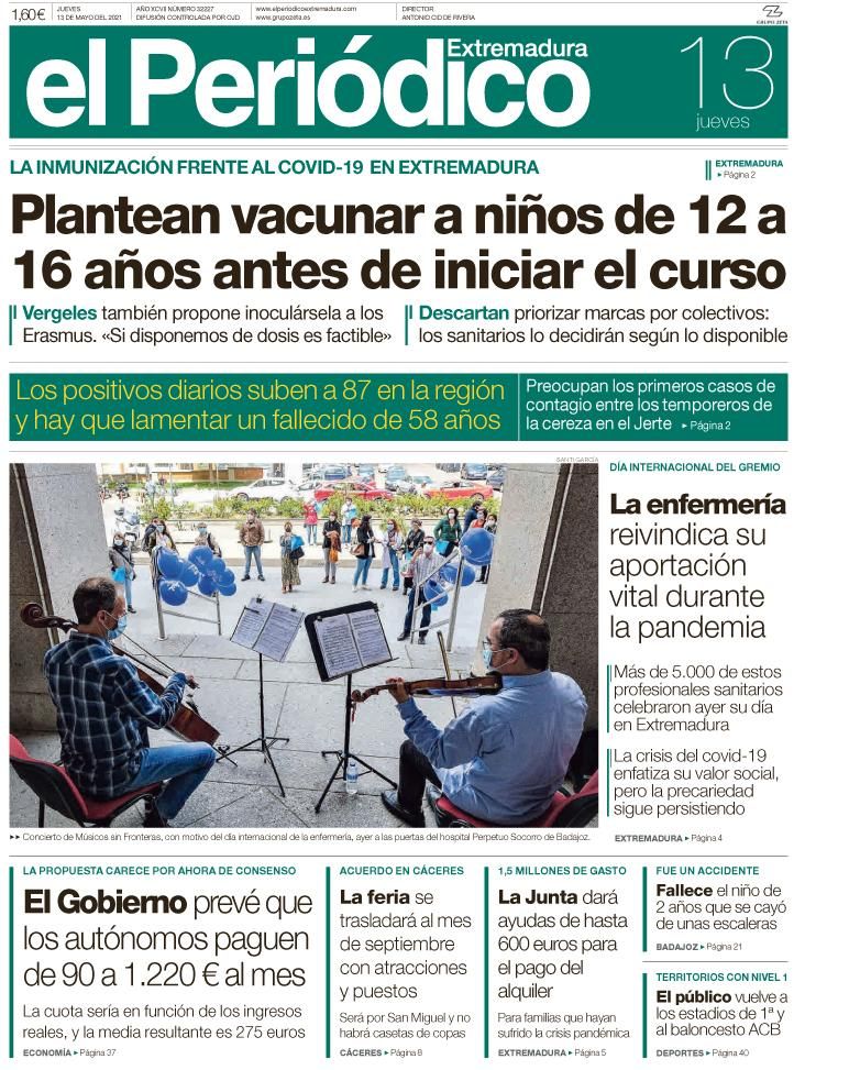 Consulta la portada correspondiente al día 13 de mayo del 2021