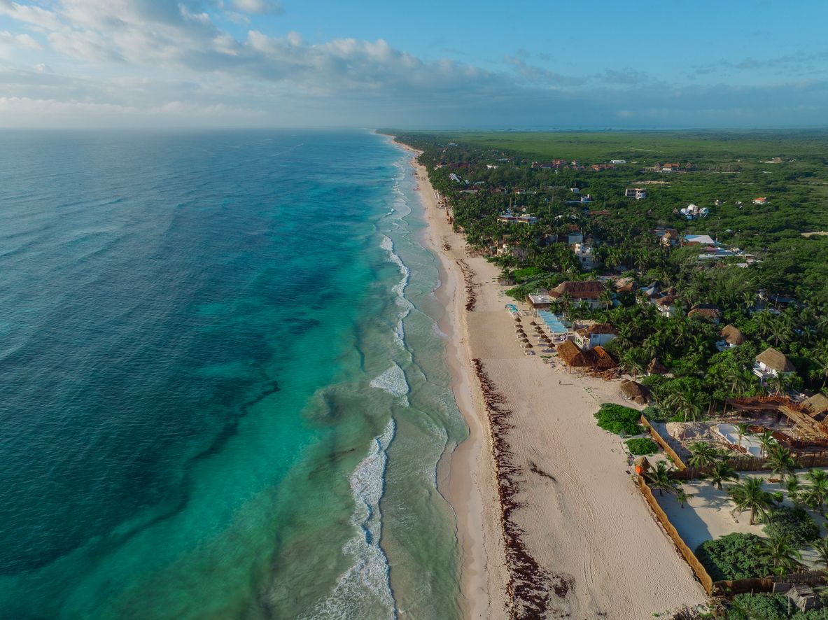 Vista áerea de la playa de Tulum