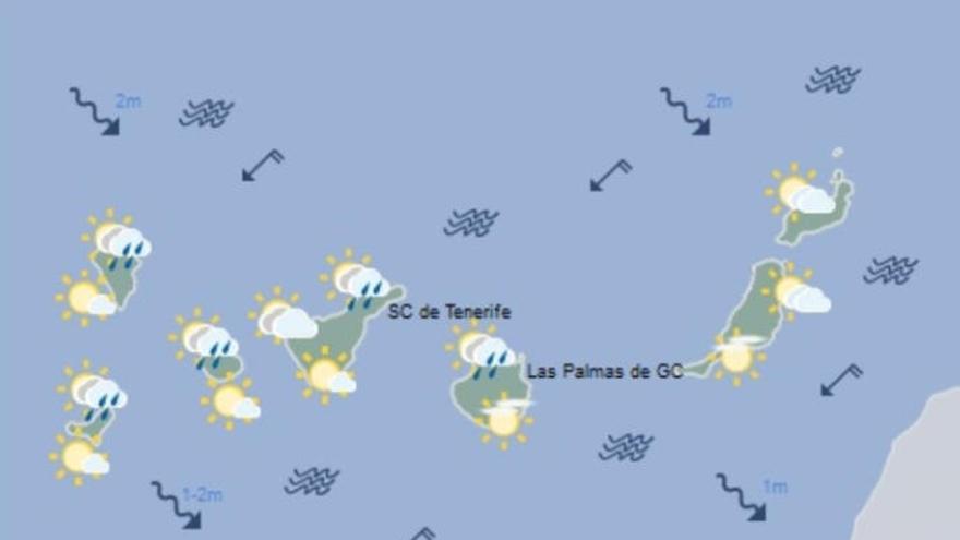 Canarias espera este martes cielos nubosos y lluvias débiles