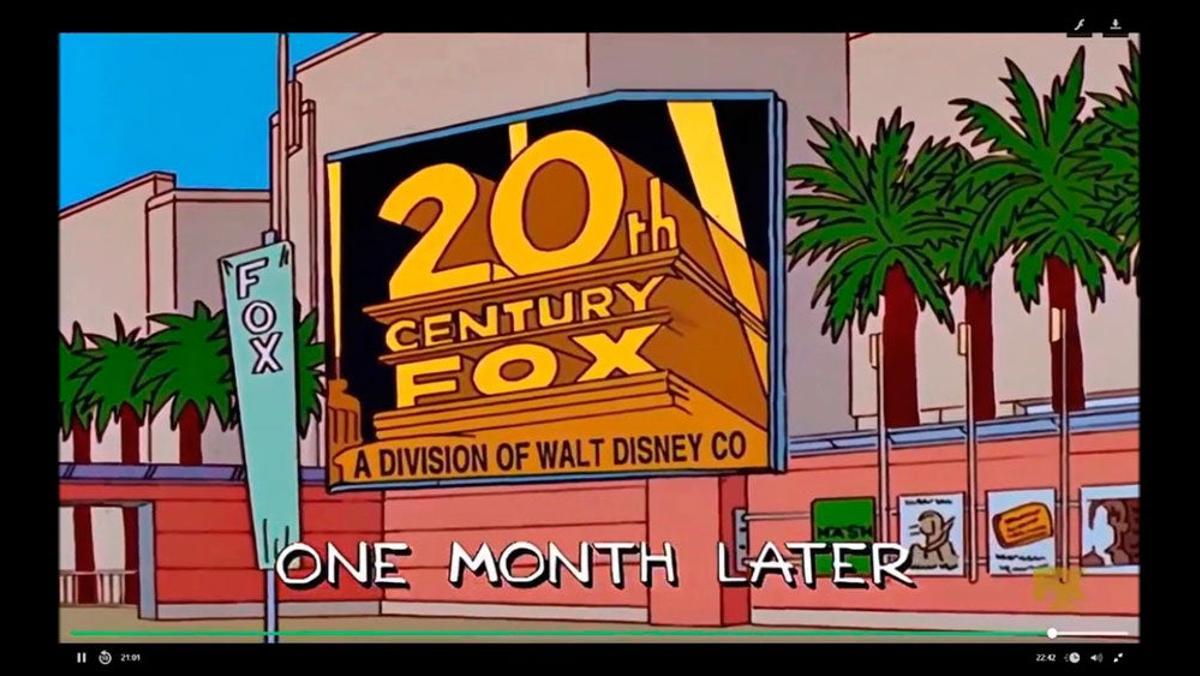La compra de la 20th Century Fox por parte de Disney fue una premonición de 'Los Simpson'.