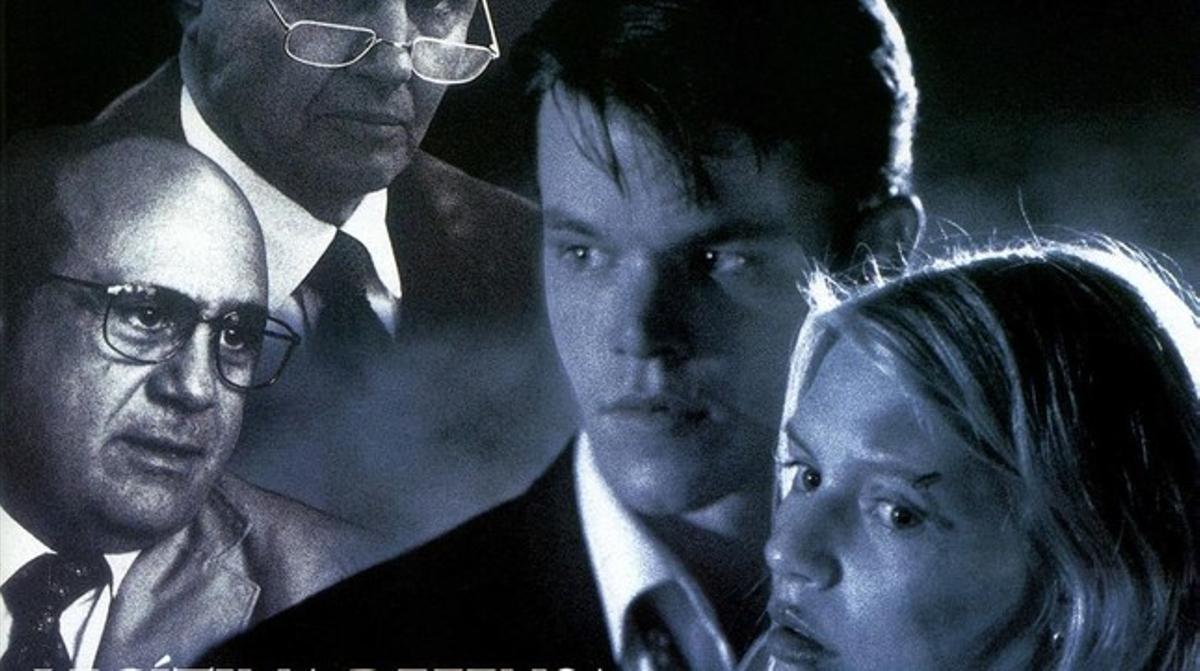 Fragment del cartell anunciador de ’Legítima defensa’, amb les cares de Danny DeVito, Matt Damon, Claire Danes i Jon Voight.