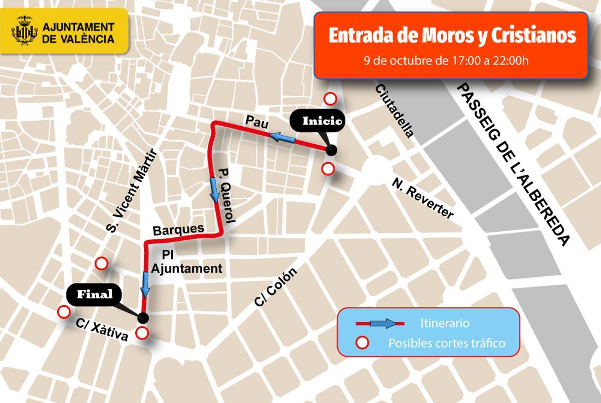 Cortes de tráfico entrada de Moros y Cristianos