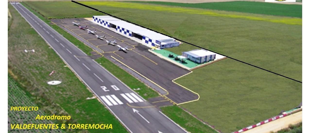 Proyecto del futuro aeródromo sobre seis hectáreas de terreno cedido por Valdefuentes.