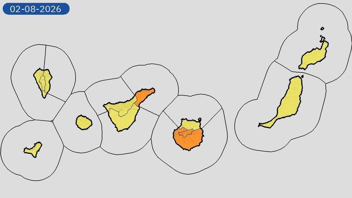 Avisos naranja y amarillo por temperaturas máximas y viento para el domingo 2 de agosto de 2026