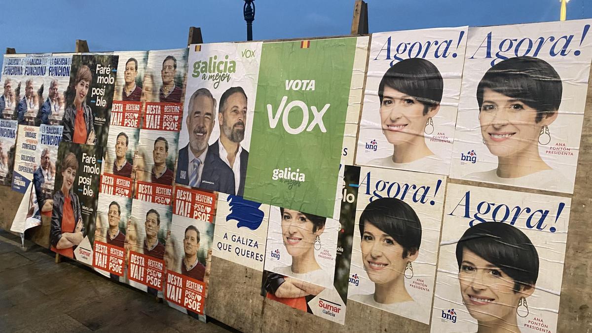 Carteles electorales de la campaña de las autonómicas gallegas 2024