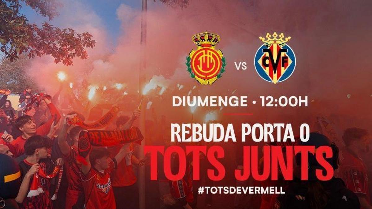 El Mallorca anima a sus aficionados a acudir al recibimiento en la Puerto 0 de Son Moix.