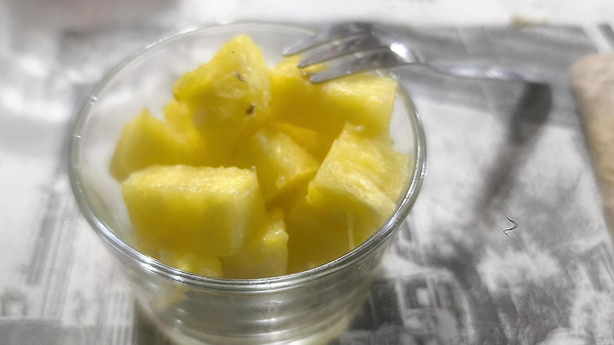 La piña del menú del día del restaurante La Marina de L'Hospitalet.