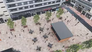 Las ideas del Ayuntamiento de Oviedo para revitalizar la plaza de Longoria Carbajal: ¿quitar la fuente reconvertida en jardín?
