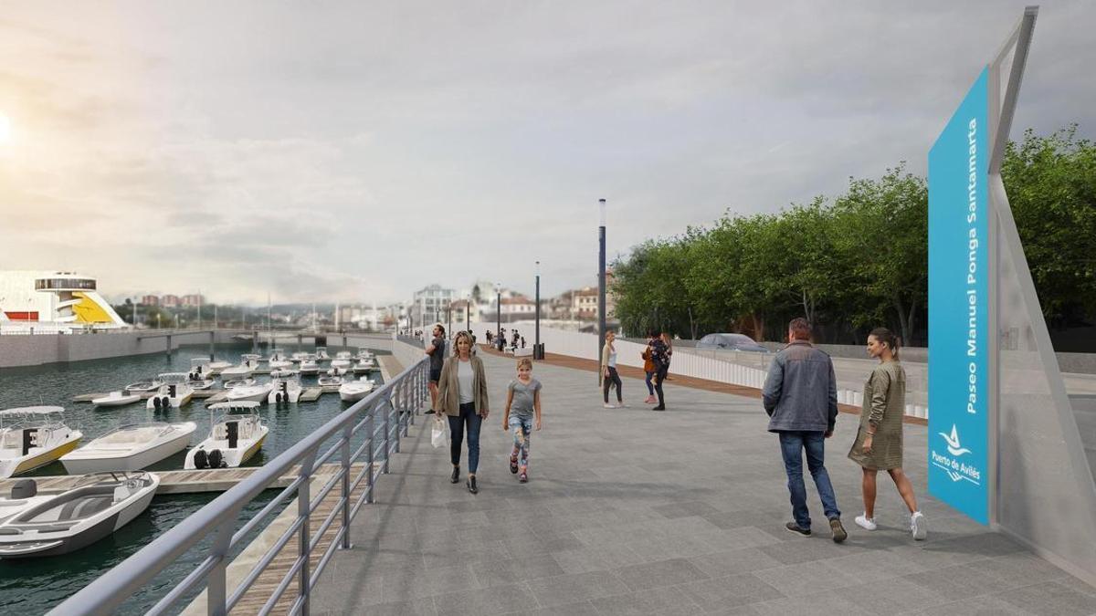 Recreación del paseo marítimo de Avilés una vez finalicen las obras previstas.