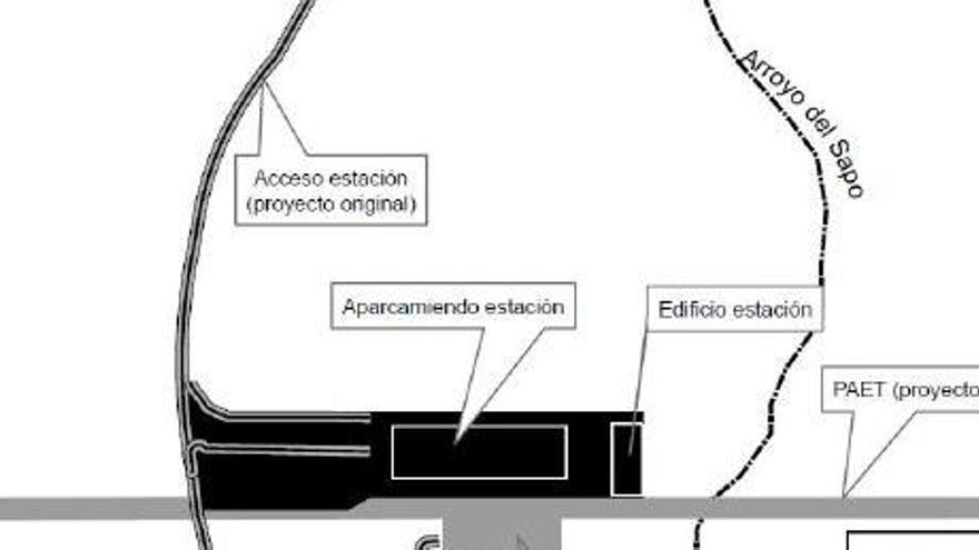 Esquema de la estación del AVE de Sanabria, según un estudio previo