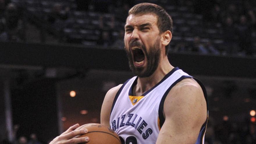 Marc Gasol celebra eufórico su triunfo.