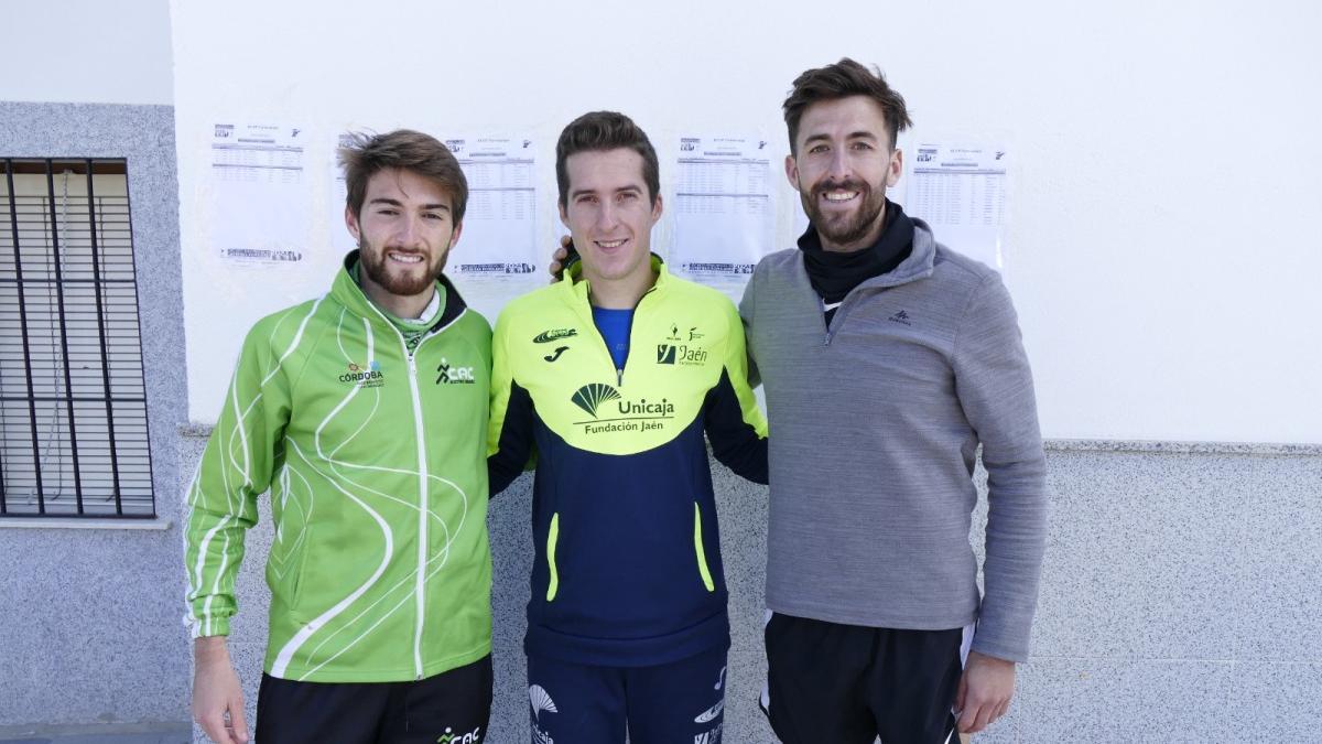 Podio masculino de Torrecampo con José Gabriel Ruiz, segundo, Alberto Casas, primero, y Francisco Vallejo, segundo.