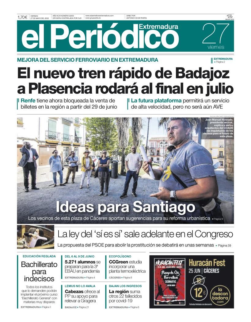 Consulta la portada correspondiente al día 27 de mayo del 2022