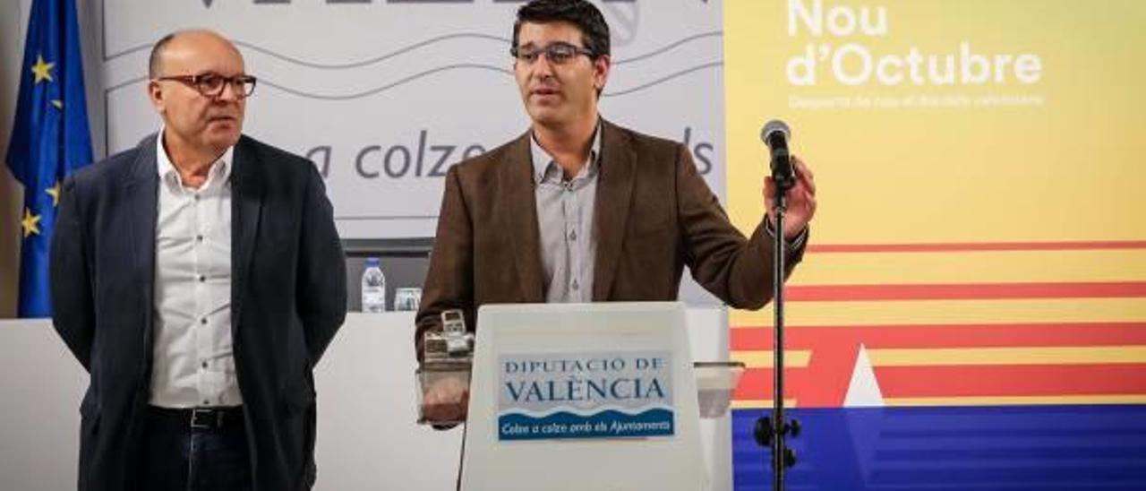 José Ruiz y Jorge Rodríguez, en una comparecencia en la Diputación de València.