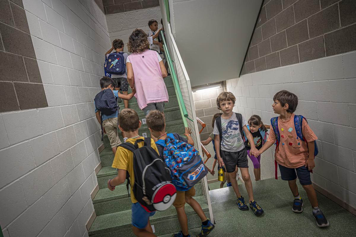 Vuelta a las aulas en el CEIP Pau Casals de Gràcia, en Barcelona.