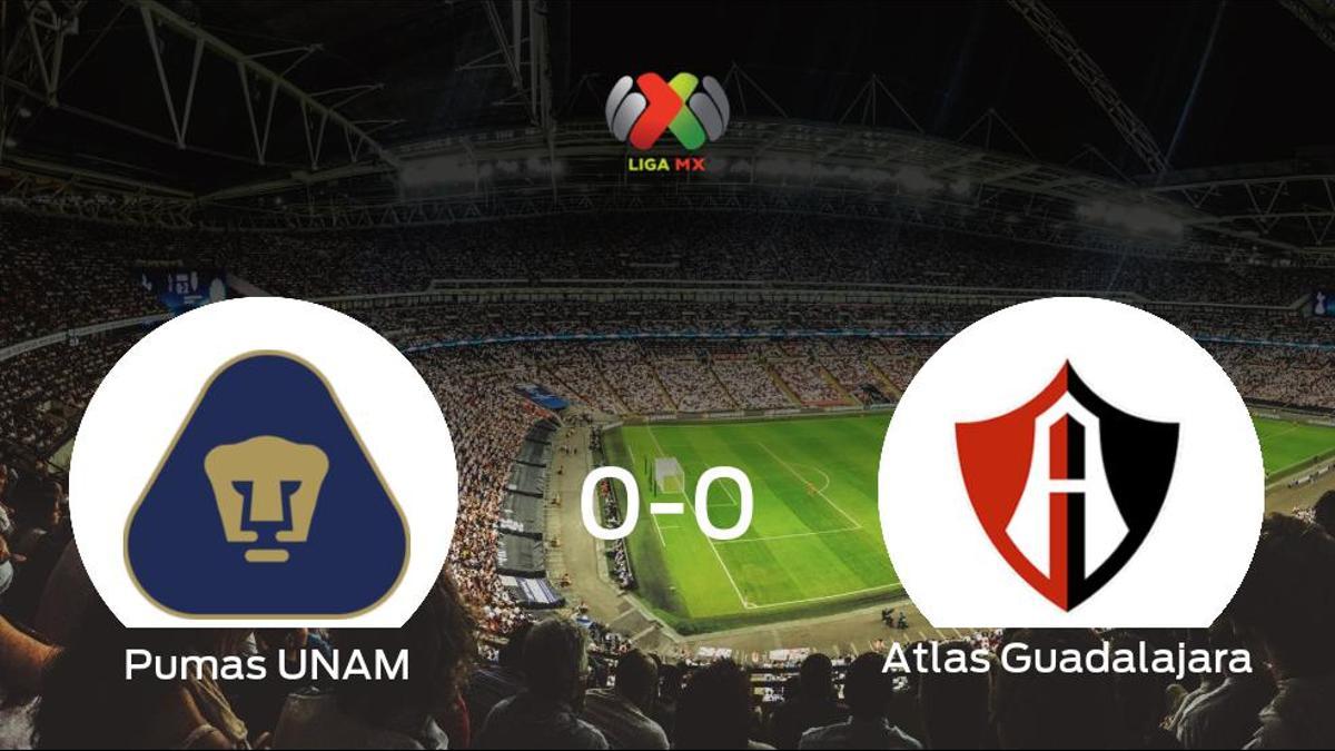 El Pumas UNAM y el Atlas Guadalajara empatan sin goles en el Estadio Olímpico Universitario (0-0)