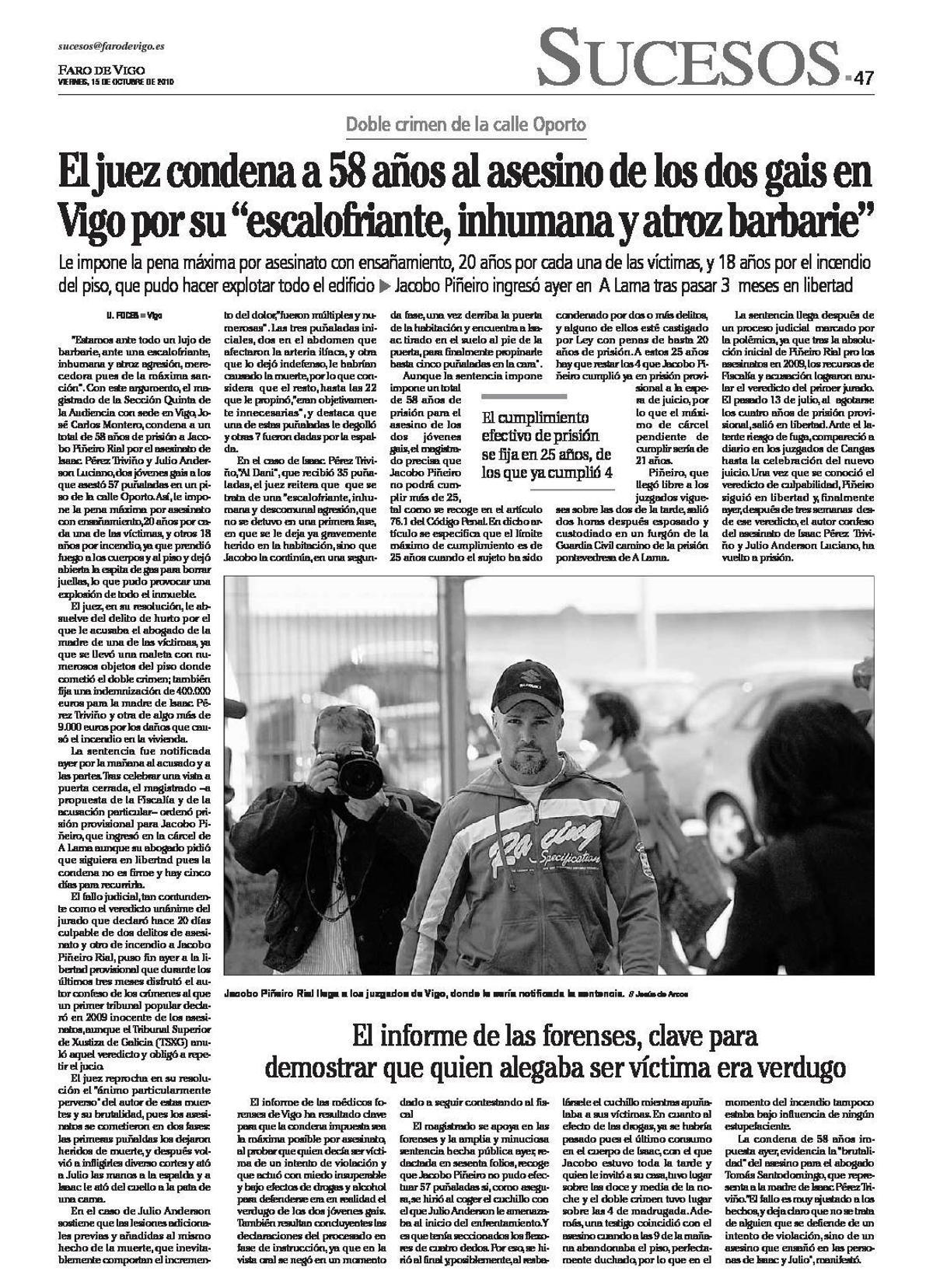 El asesino de Cangas, llegó a California