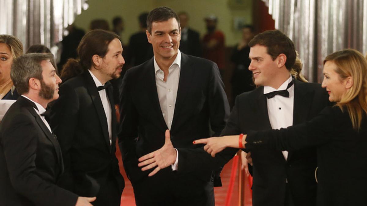 Los líderes de PSOE, Podemos y Ciudadanos asistieron a la gala.