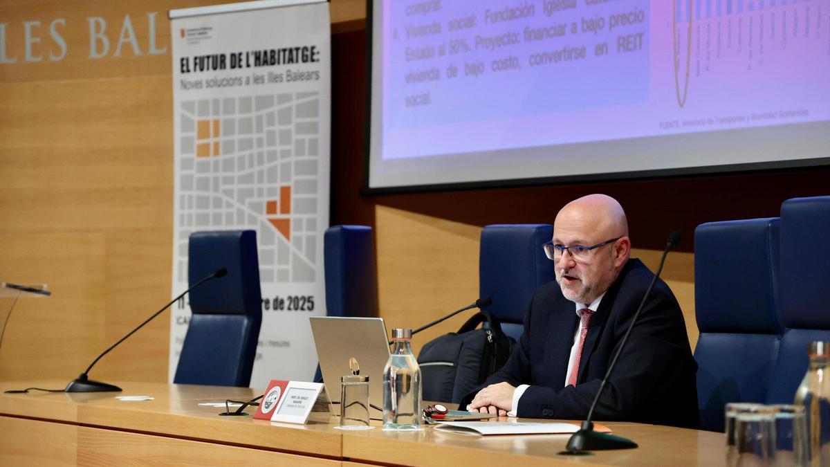 El catedrático de Derecho Civil Sergio Nasarre en el salón de actos del Colegio de Abogados, este martes en Palma.