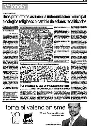 2007. Promotoras asumieron la deuda de los colegios de 31 millones a cambio de tres parcelas.