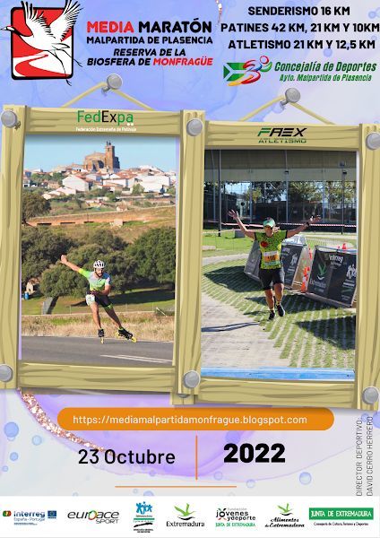 Cartel promocional de la Media Maratón 2022 de Malpartida de Plasencia.