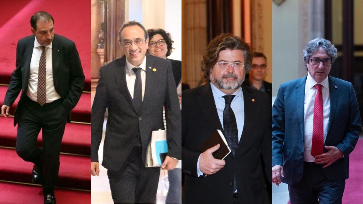 Ramon Espadaler (Units), Josep Rull (Junts), Antoni Castellà (Demòcrates) y David Pérez (PSC), los cuatro veteranos del Parlament