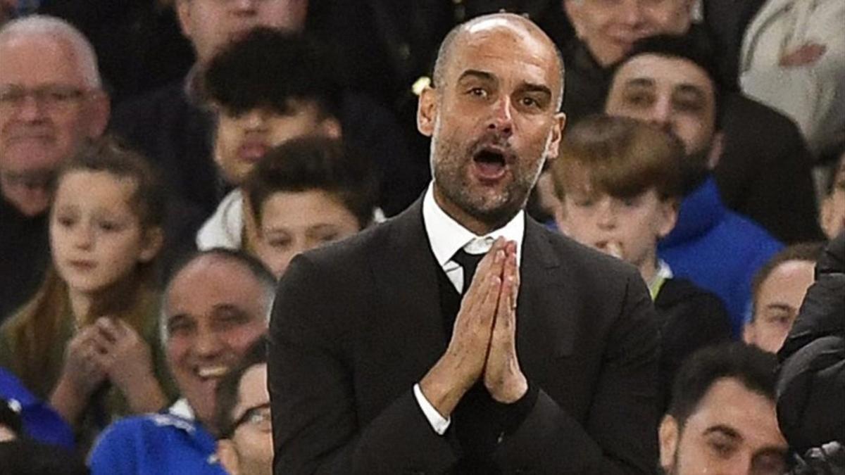 Guardiola, durante el encuentro del miércoles ante el Chelsea