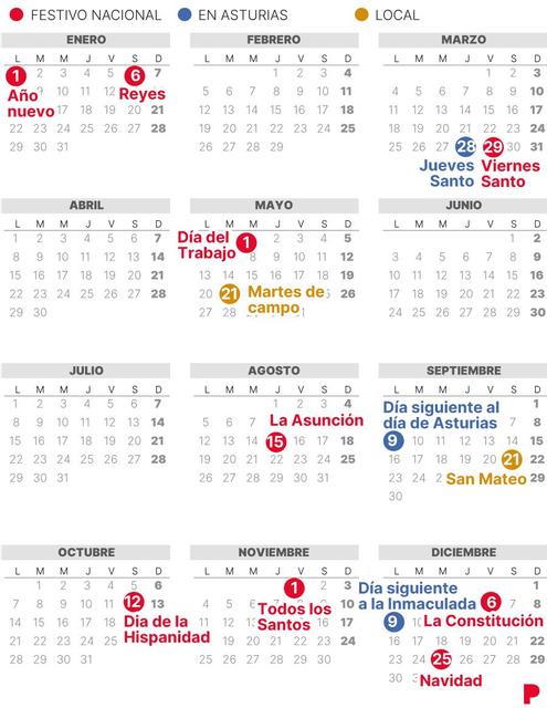 Calendario Laboral Oviedo 2024