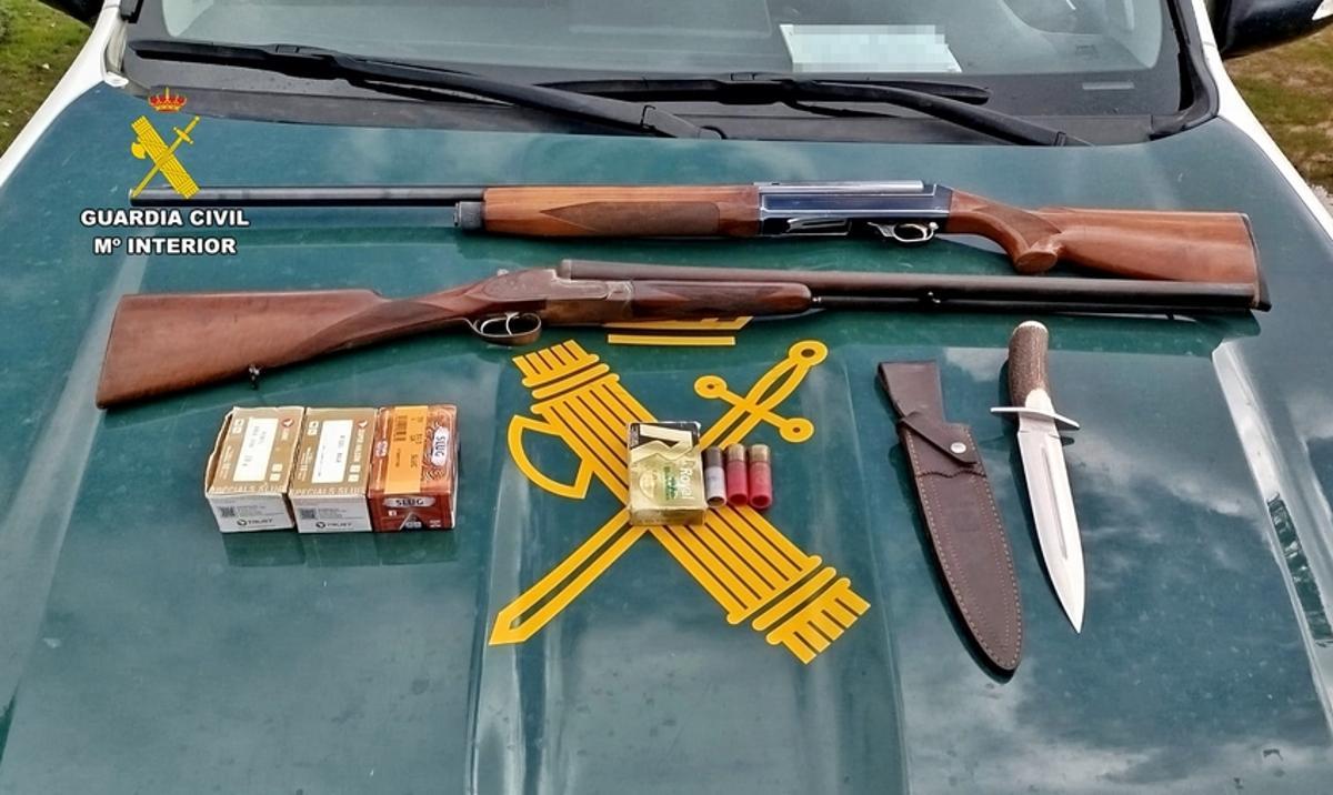 Armas intervenidas en la finca de Zarzacapilla.