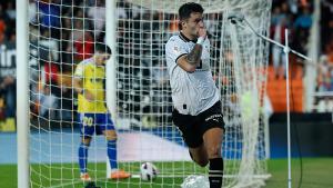 Hugo Duro celebra su gol ante el Cádiz.