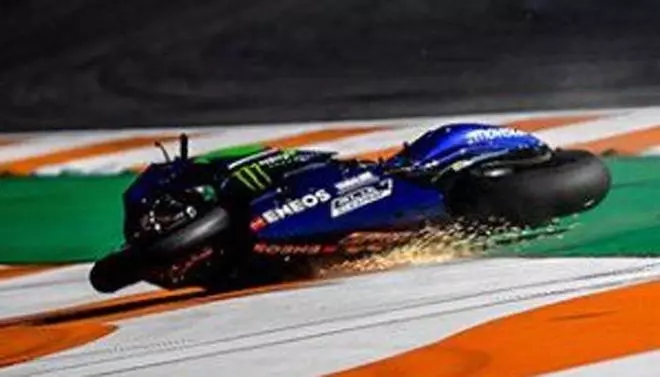 Así quedó la moto de Rossi tras su accidente en Cheste