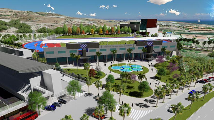 Recreación virtual del proyecto del futuro estadio de atletismo de Estepona.