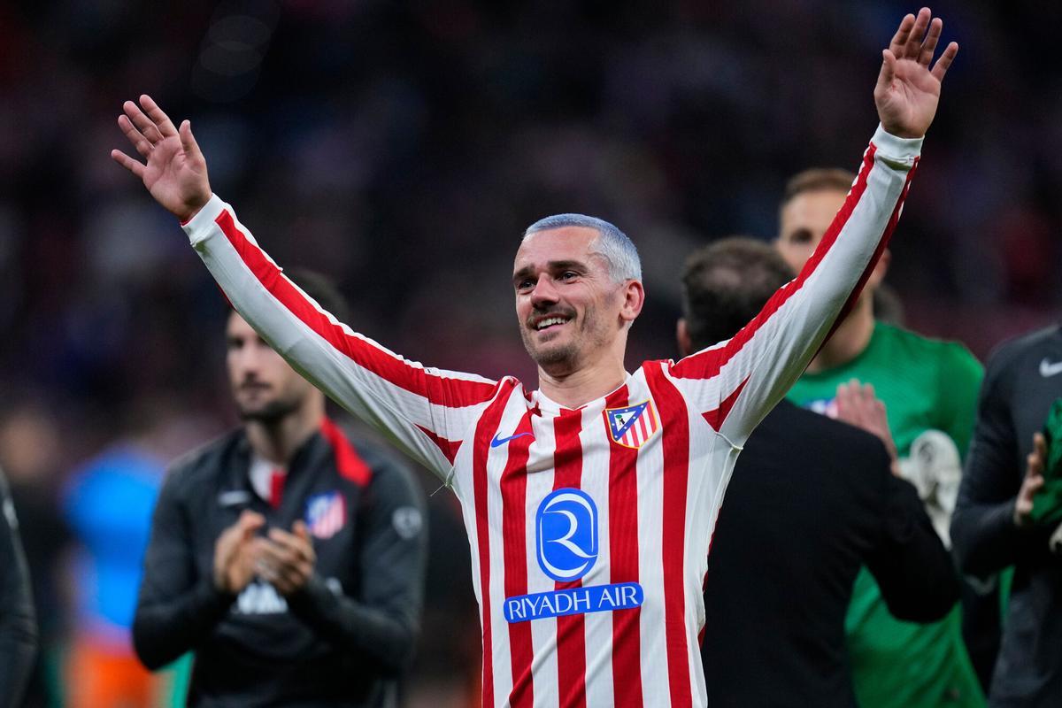Antoine Griezmann celebrando el pase a octavos de la Champions del Atlético de Madrid