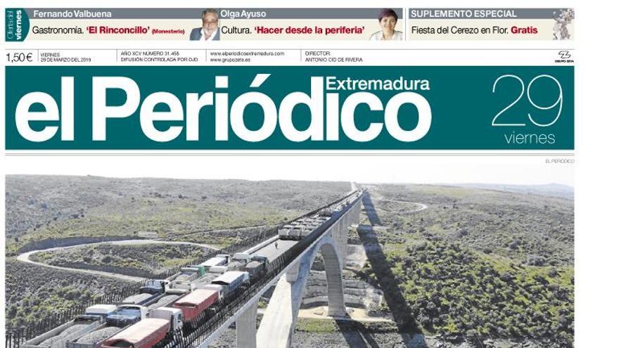 Esta es la portada de EL PERIÓDICO EXTREMADURA correspondiente al día 29 de marzo del 2019