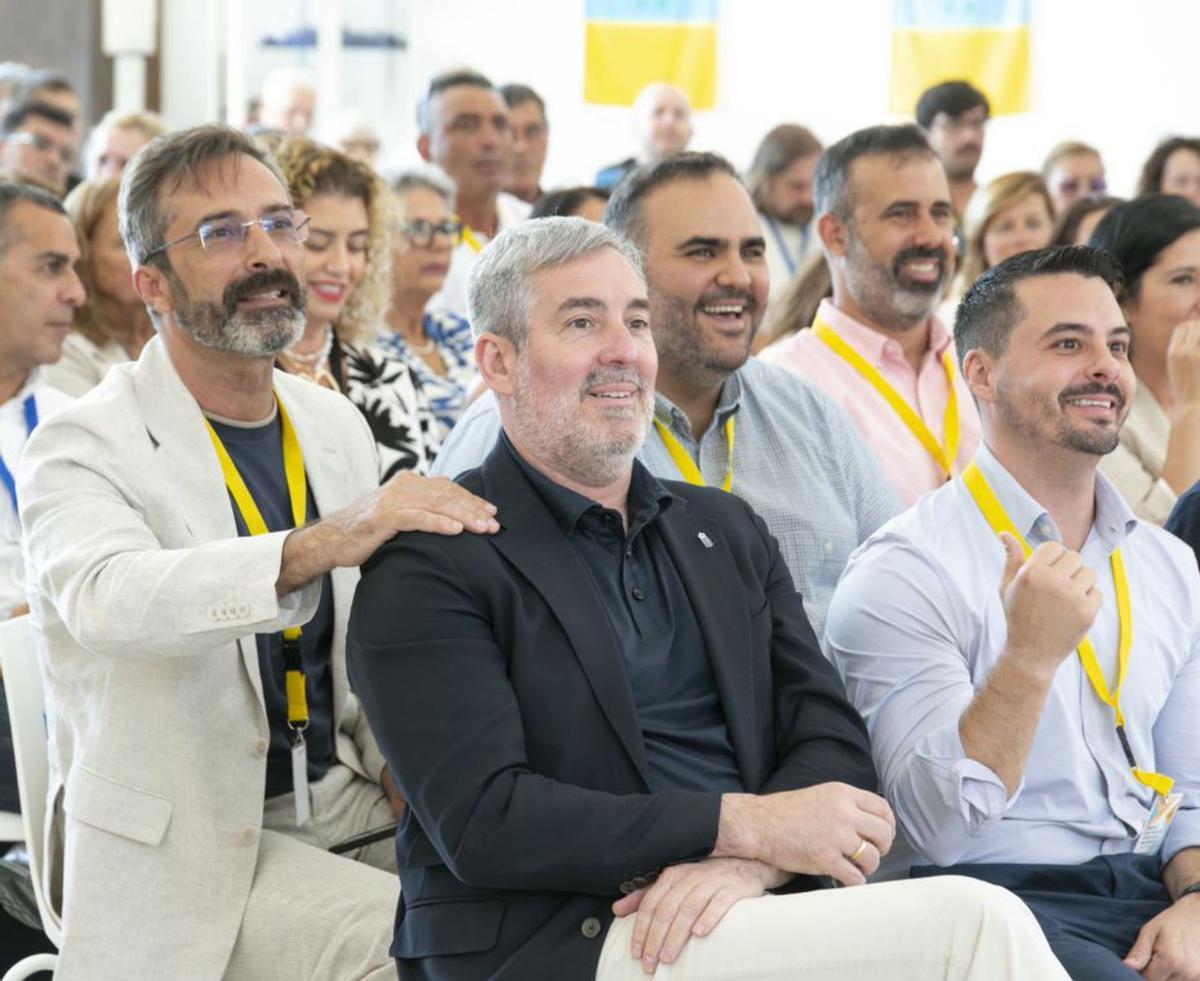 Pedro San Ginés, Fernando Clavijo y David Toledo, ayer. | EFE