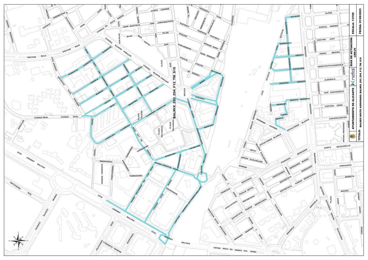 Mapa de la limpieza en Alicante: ¿cuántas veces se baldean las calles de mi barrio?