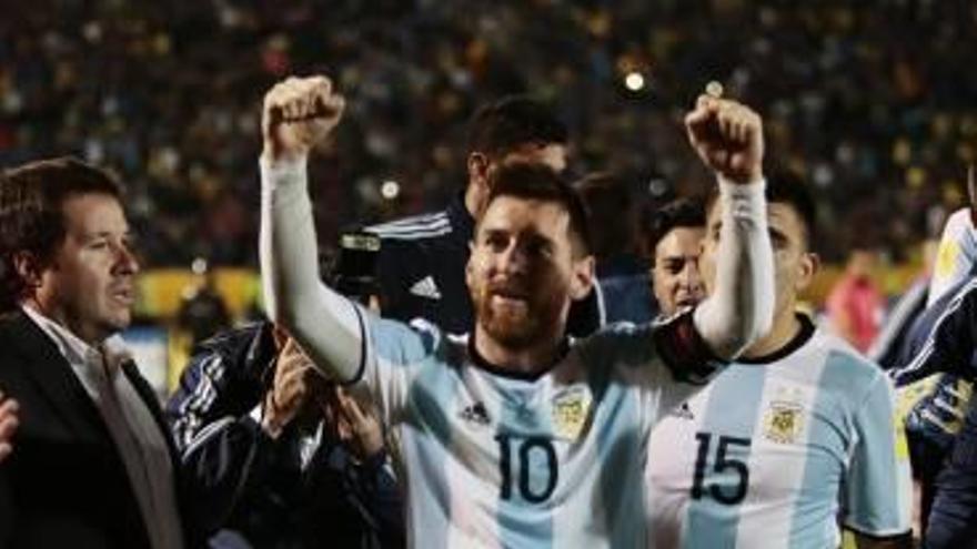 Leo Messi celebra que serà al mundial de Rússia després del partit