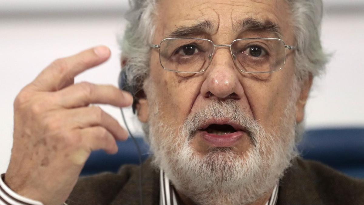 Plácido Domingo, durante una conferencia en Moscú, el pasado octubre.