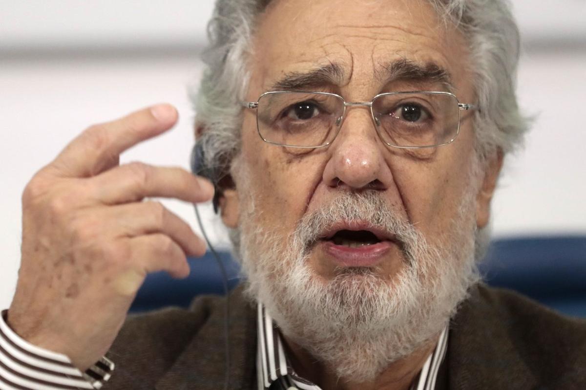 Plácido Domingo, durante una conferencia en Moscú, el pasado octubre.