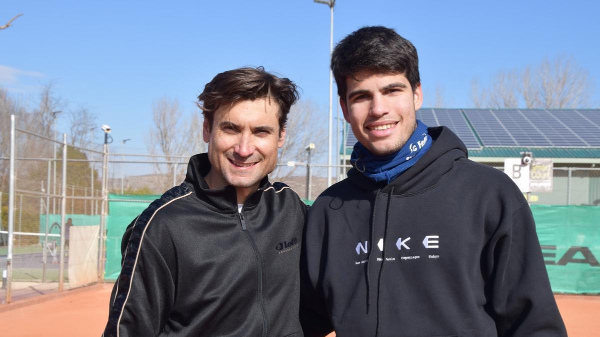 David Ferrer y Carlos Alcaraz, tras el entrenamiento que han realizado juntos