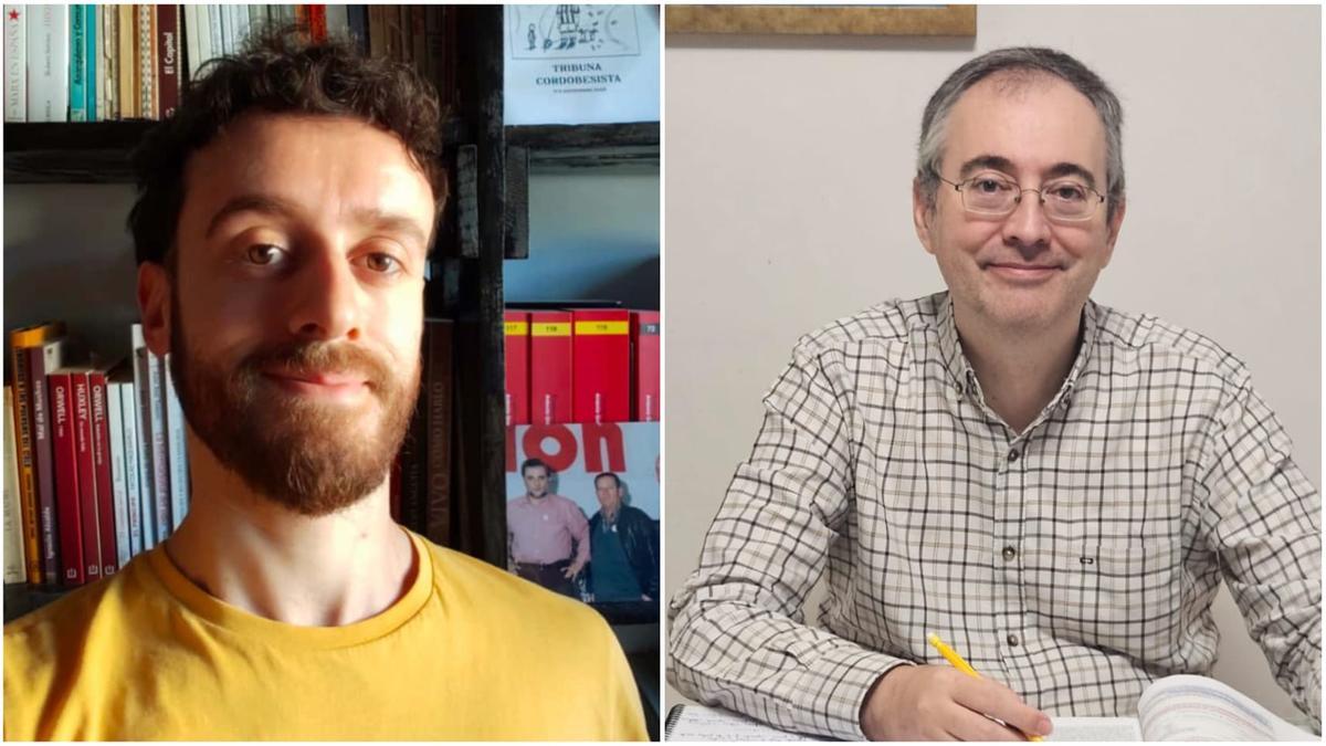 A la izquierda Francisco López, estudiante del Grado en Arqueología; y a la derecha Juan José Mora, representante de alumnos de la UNED en Córdoba.