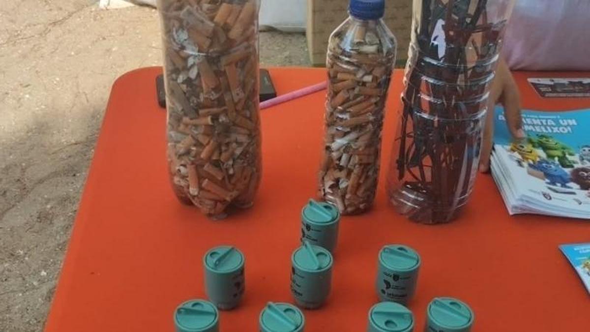 Colillas recogidas tras el paso del festival de Vilagarcía.