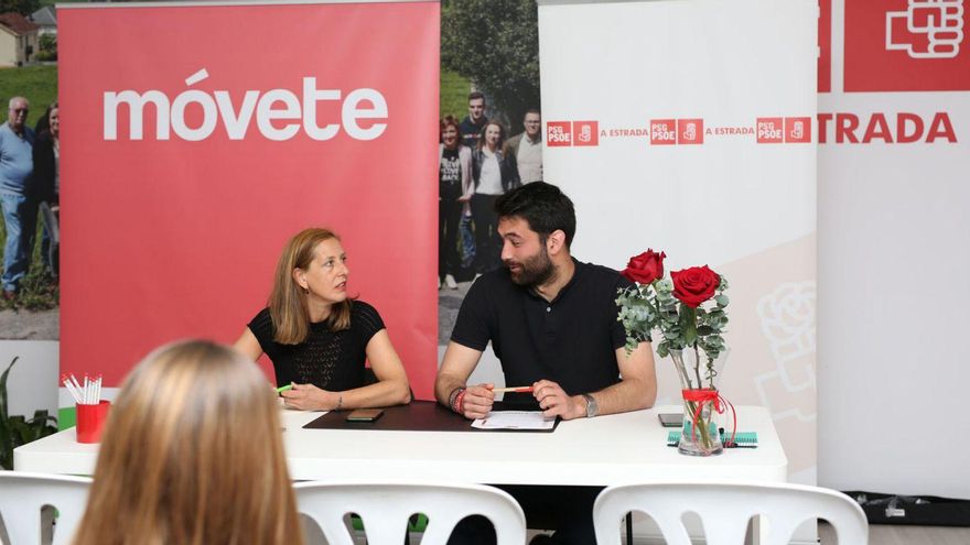 Blanco y López Bueno ayer en la sede del PSOE ayer.