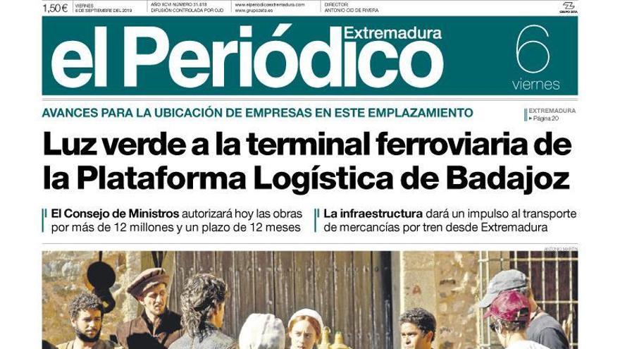 Esta es la portada de EL PERIÓDICO EXTREMADURA correspondiente al día 6 de septiembre del 2019