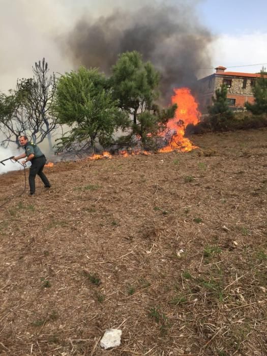 La Guardia Civil, actúa ante un incendio en Oia