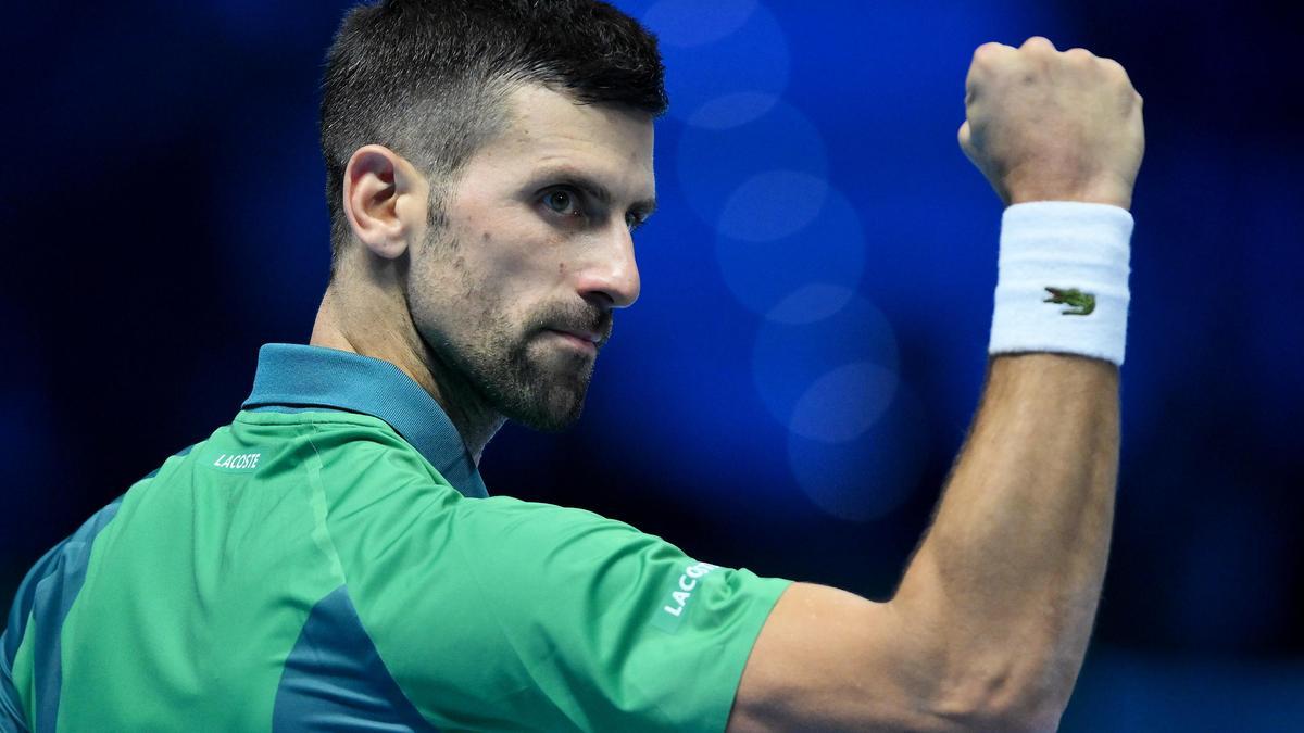 Djokovic celebra un punto ante Rune.